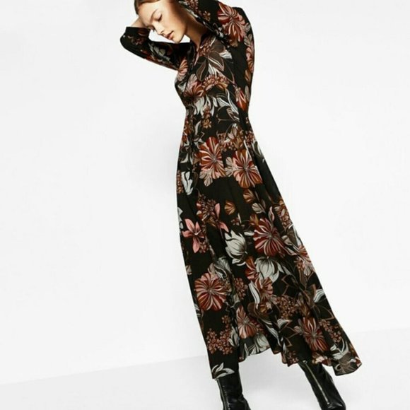 Zara | long floral print dress - Picture 6 of 12